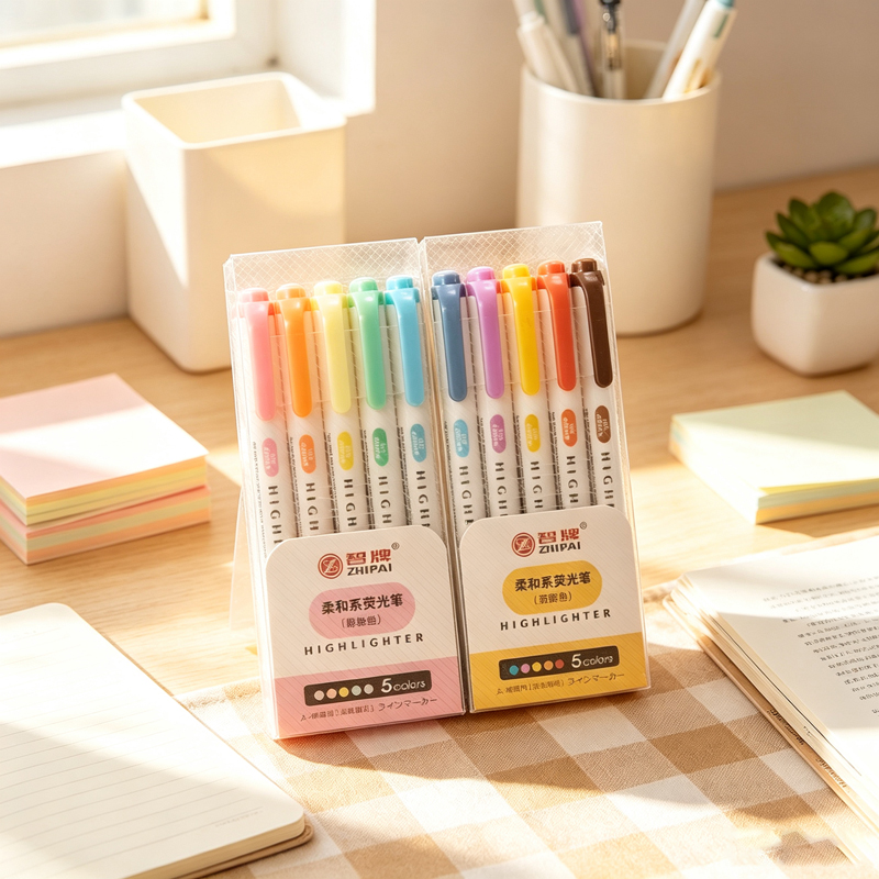 Highlighter Set Pastel - أقلام تظليل مزدوجة الرأس بخمسة ألوان،