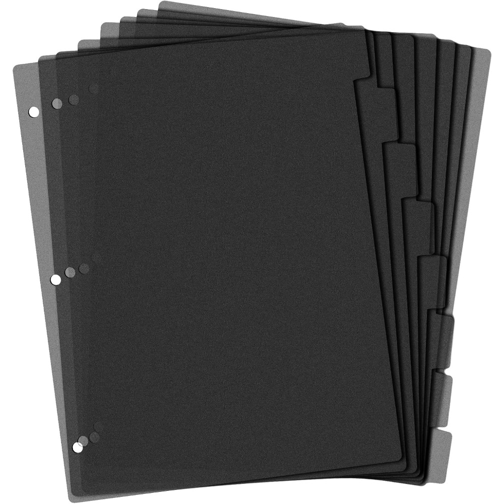 Index Tab Divider - 8 فواصل بلاستيكية سوداء مقاس A4