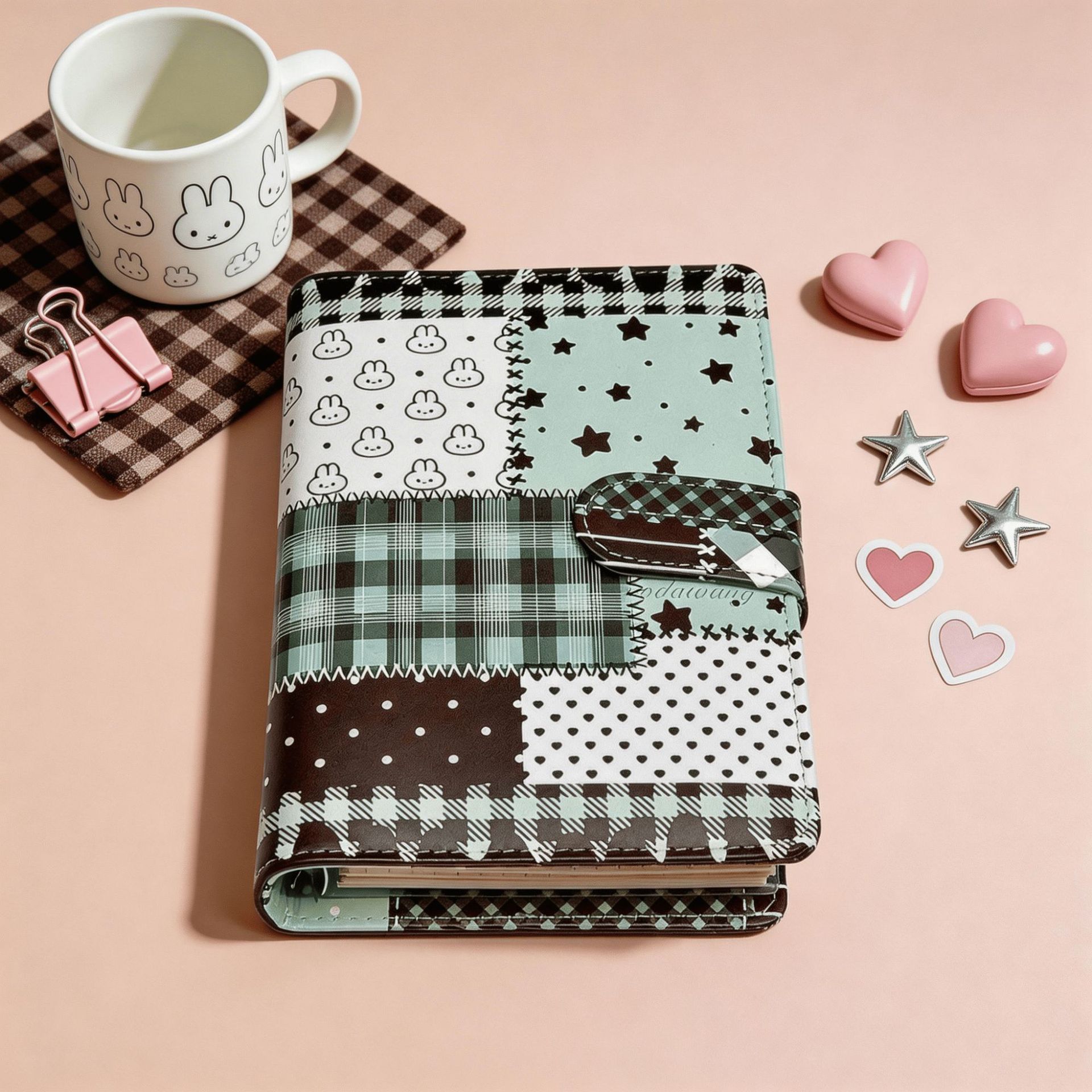 Graph Paper Pad - دفتر ملاحظات A6 أخضر بتصميم شبكي،