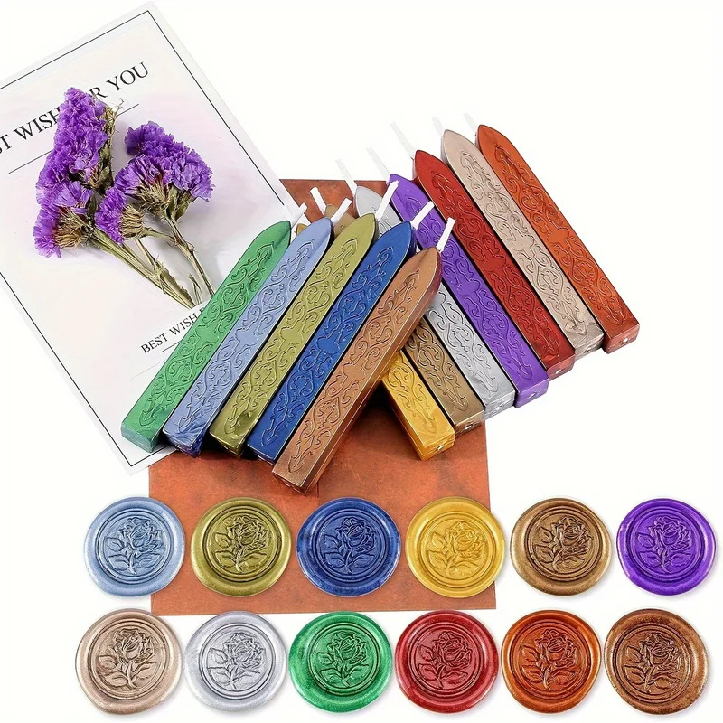 12 قطعة/الحقيبة أعواد شمع معدن - مراجعة Wax Seal Stamp Kit وسعره