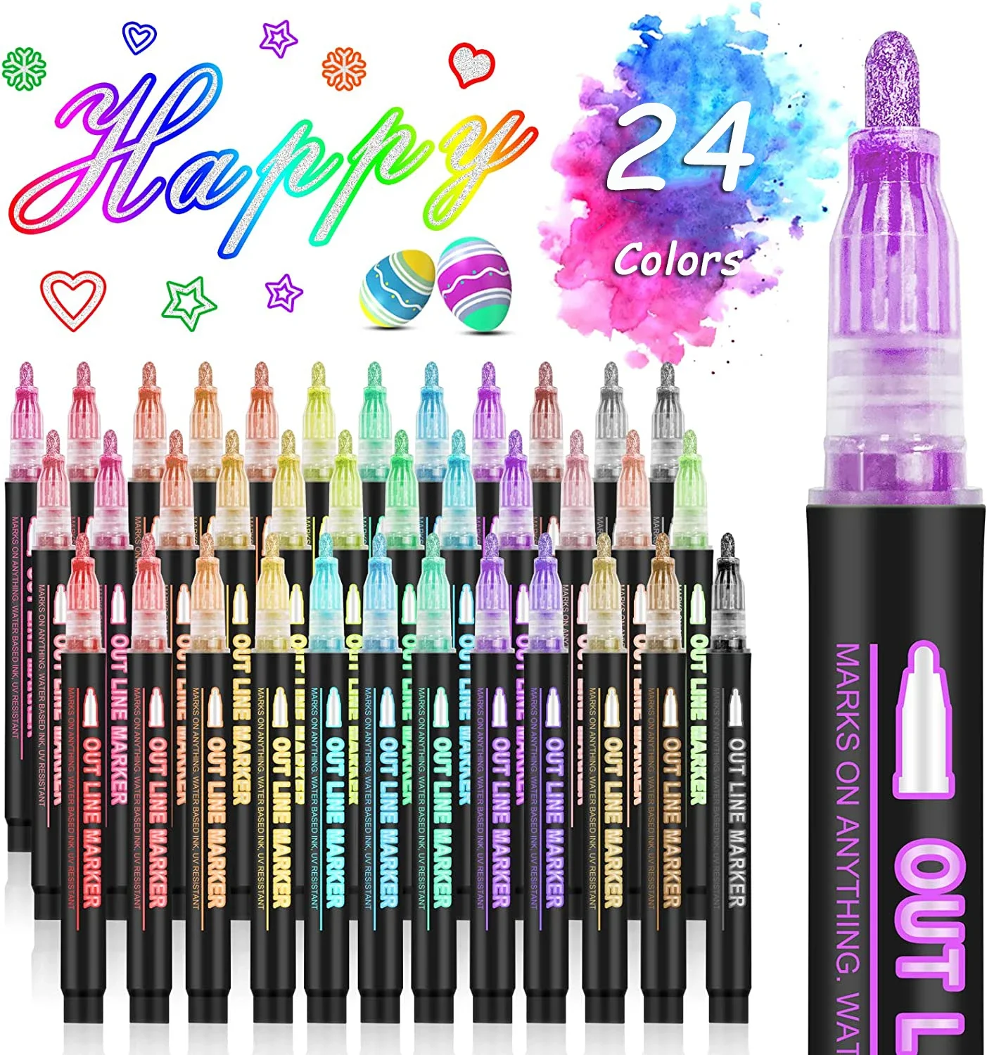 36 لون خط مزدوج مخطط الفن القل - مراجعة Highlighter Set Pastel وسعره