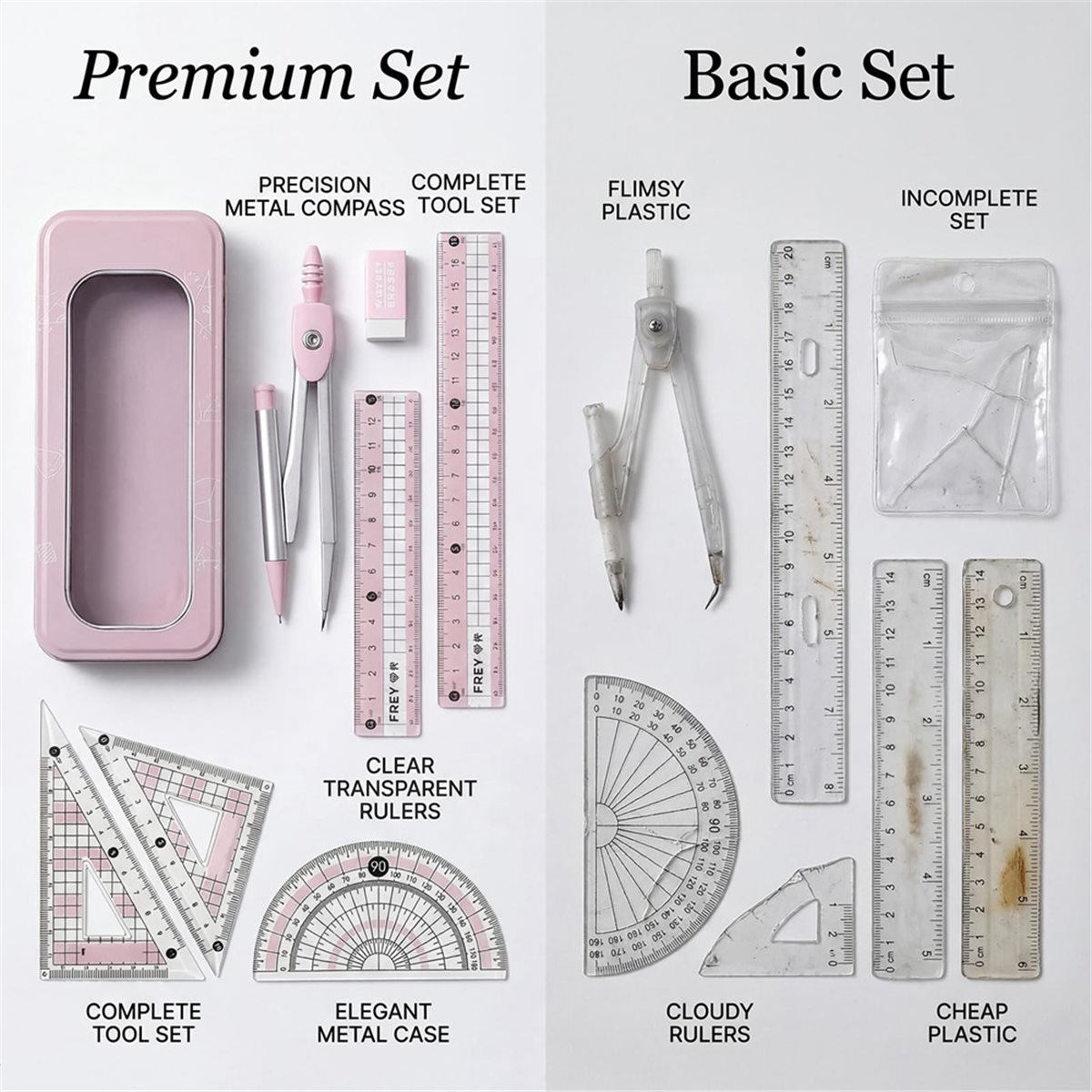 مجموعة أدوات هندسية وردية مكون - مراجعة Compass Geometry Set وسعره