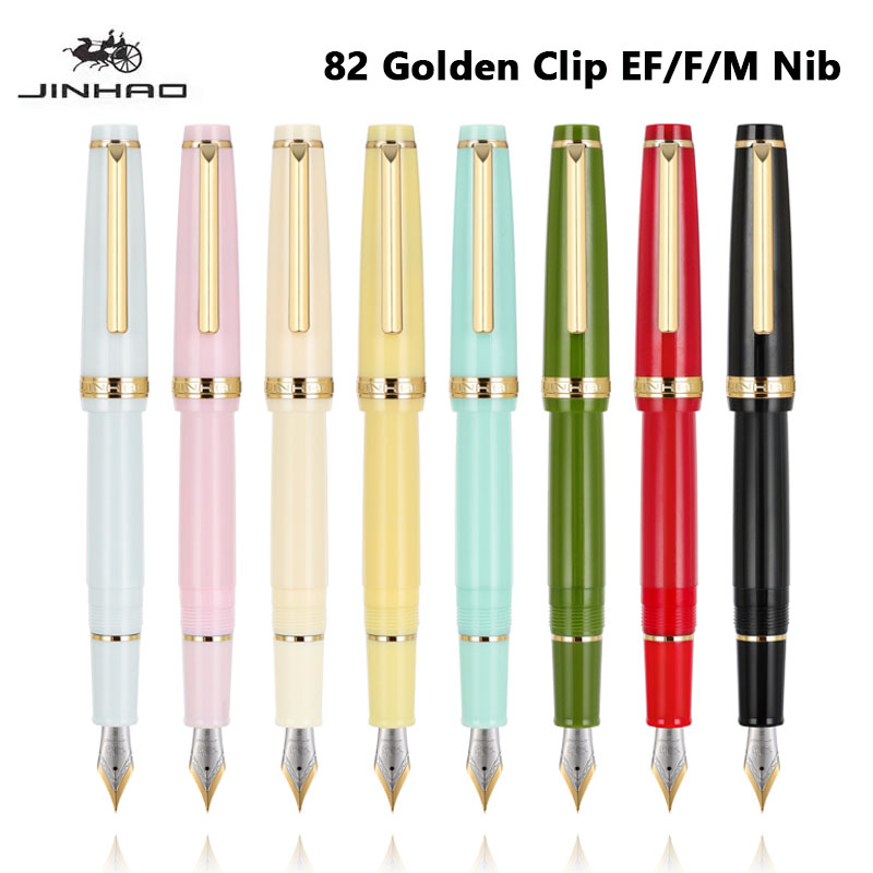 Jinhao 82 قلم حبر مشبك ذهبي EF - مراجعة Stationery Supplies Business وسعره