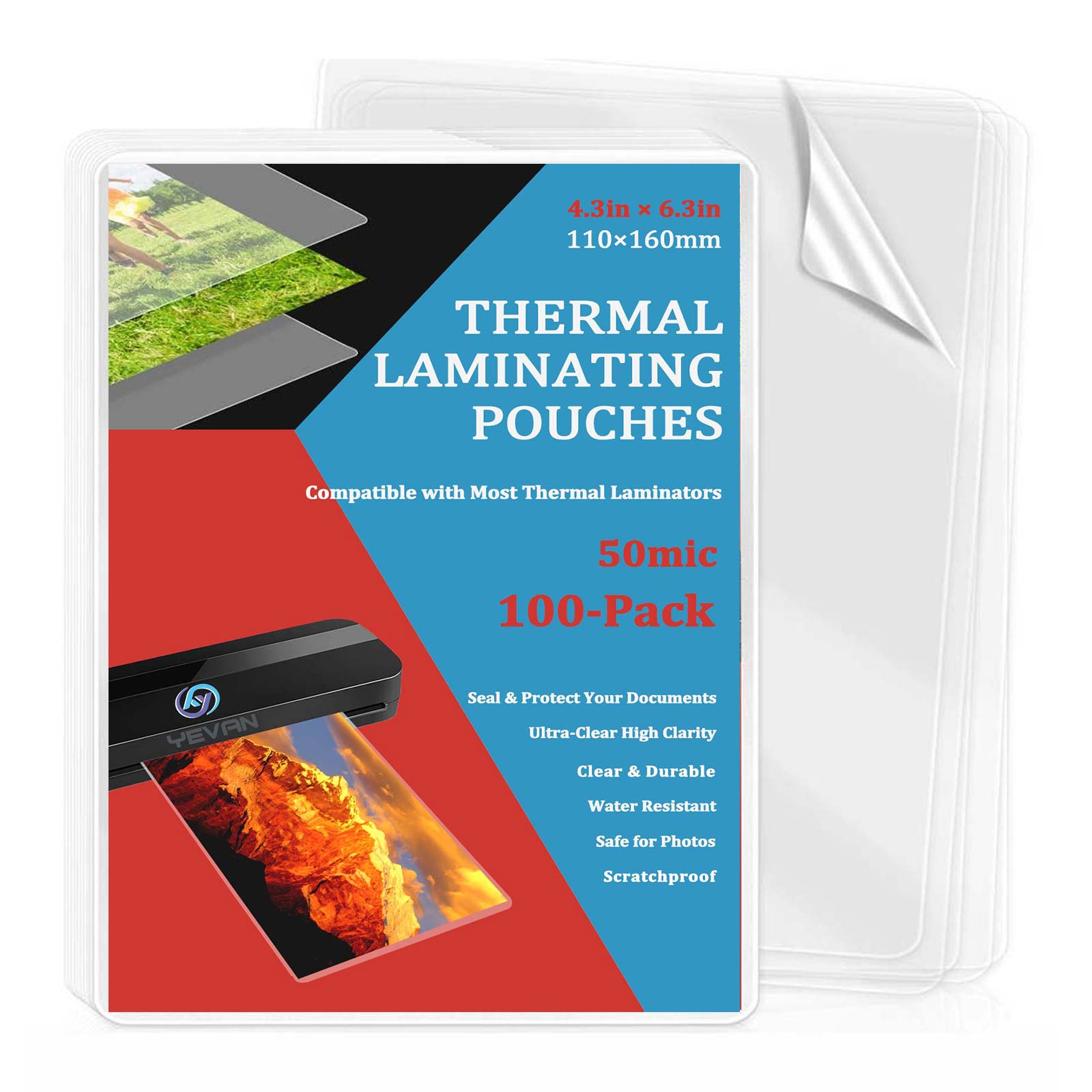 100 ورقة تغليف حراري مقاس 4.3× - مراجعة Document Laminator Pouch وسعره